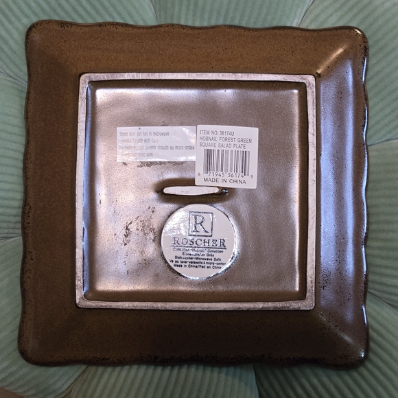 Roscher Hobnail Forest Green Square Salad Plate 8x8 | Like New w/ Tags - Picture 5 of 8